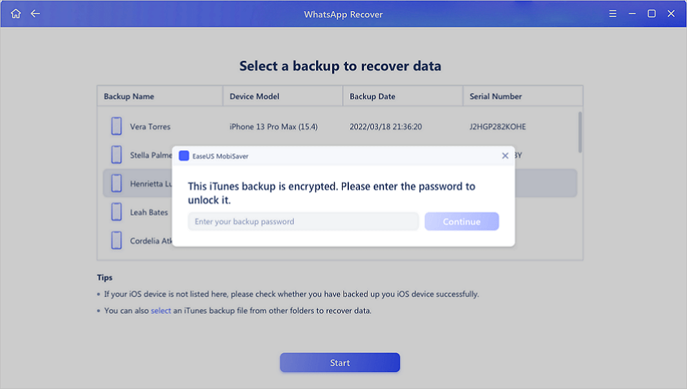 Recover WhatsApp Data from iTunes3