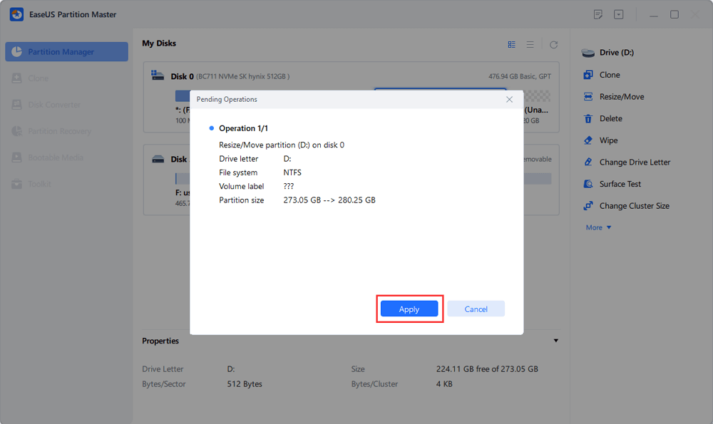 redimensionar partição do Bitlocker - Passo 4