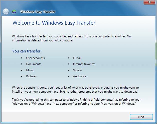 image de Windows Easy Transfer